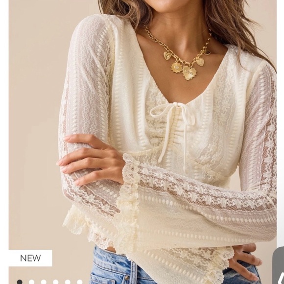 Altar'd State Tops - Altar'd State Cream Lace Blouse